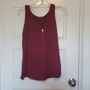 Gently worn Express maroon zippered tank top